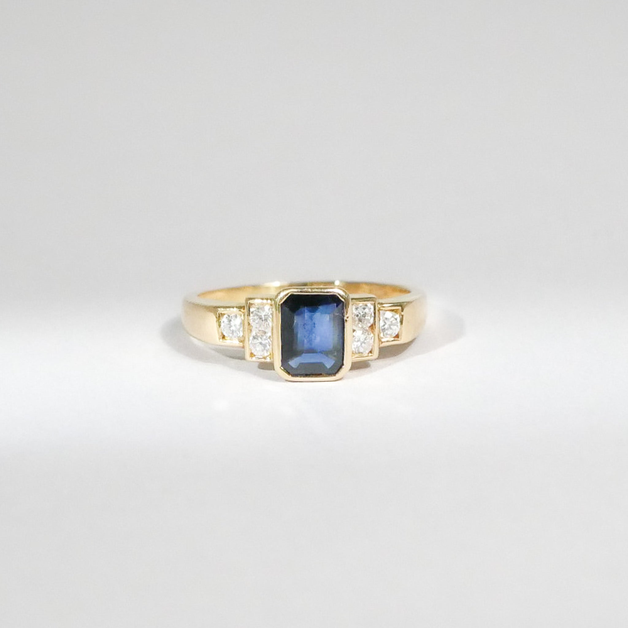 Vintage Saphir Diamant Ring 18KT