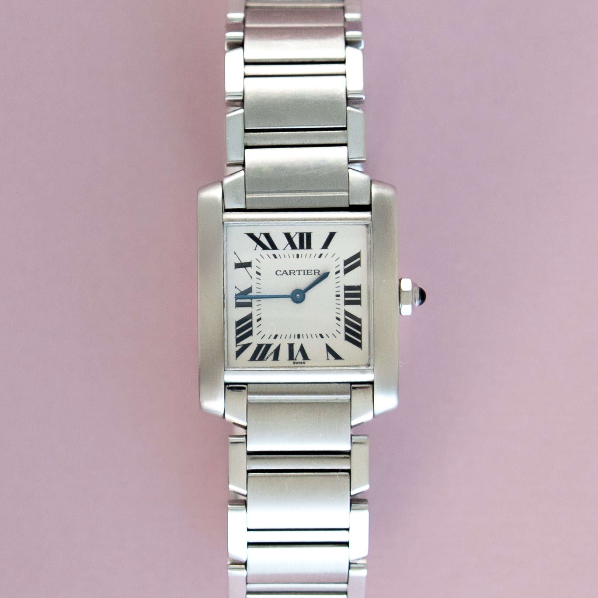 Cartier Tank Française Edelstahl Quartz Vintage Uhr