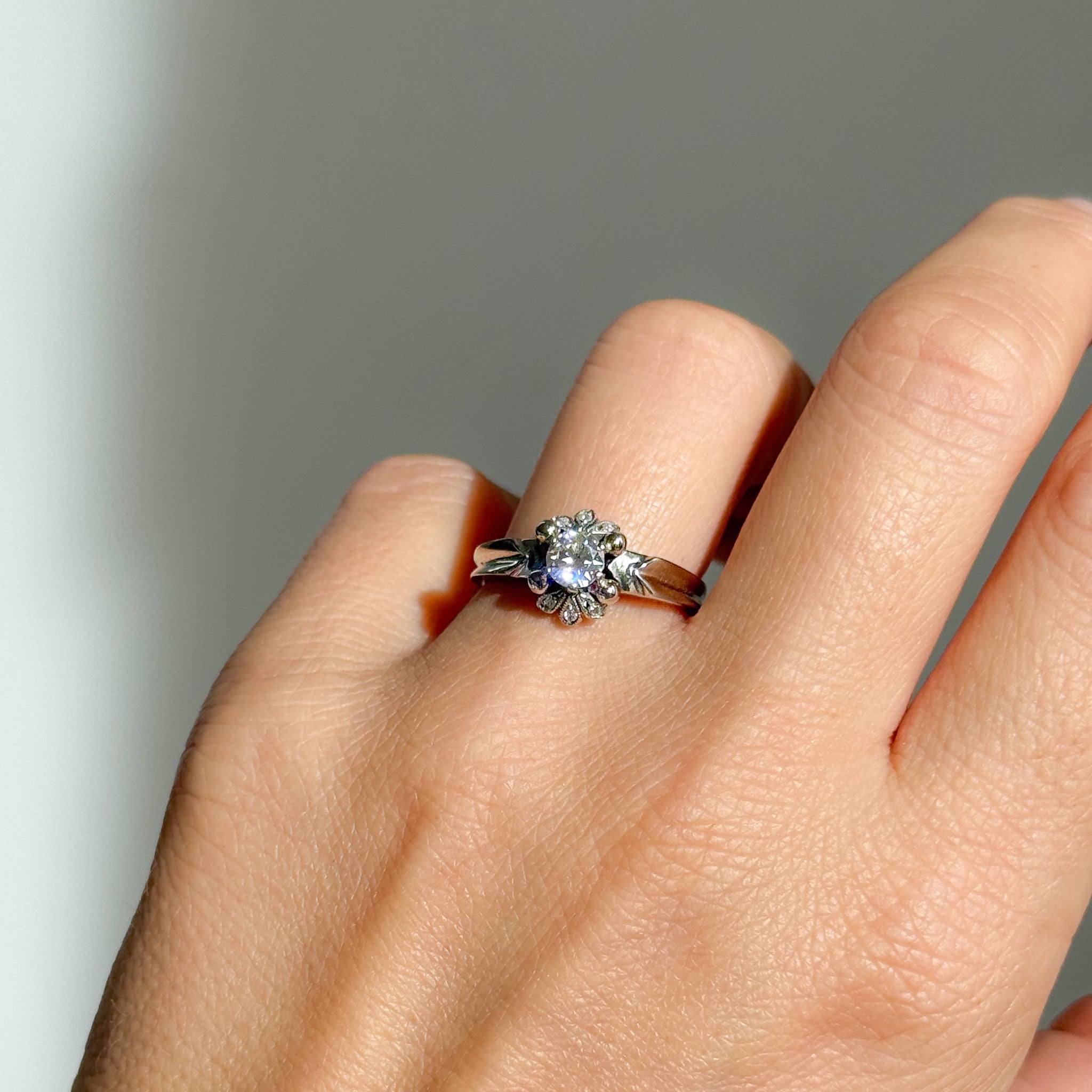 Vintage Ringe Blume Diamant 18KT