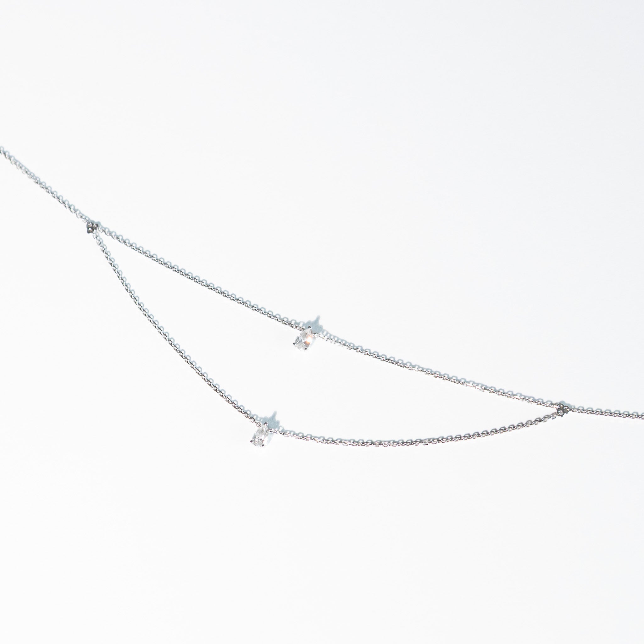 Kette 14KT Weißgold Choker Natur Diamanten