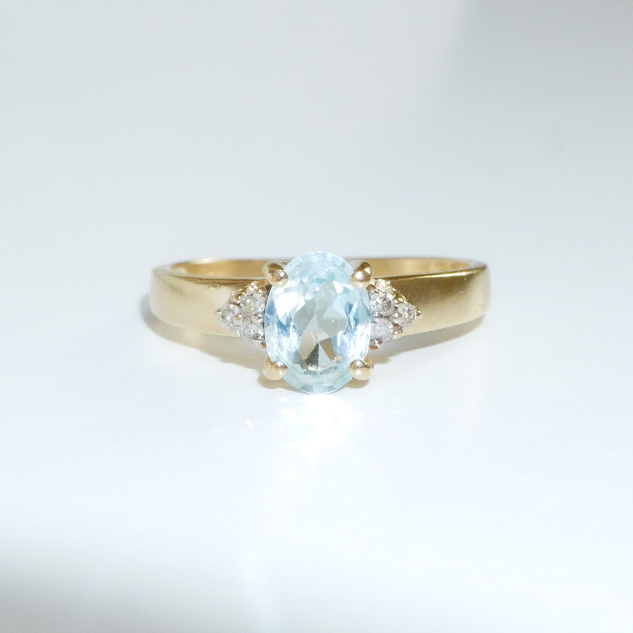 Vintage Sky Blue Topas Diamant Ring