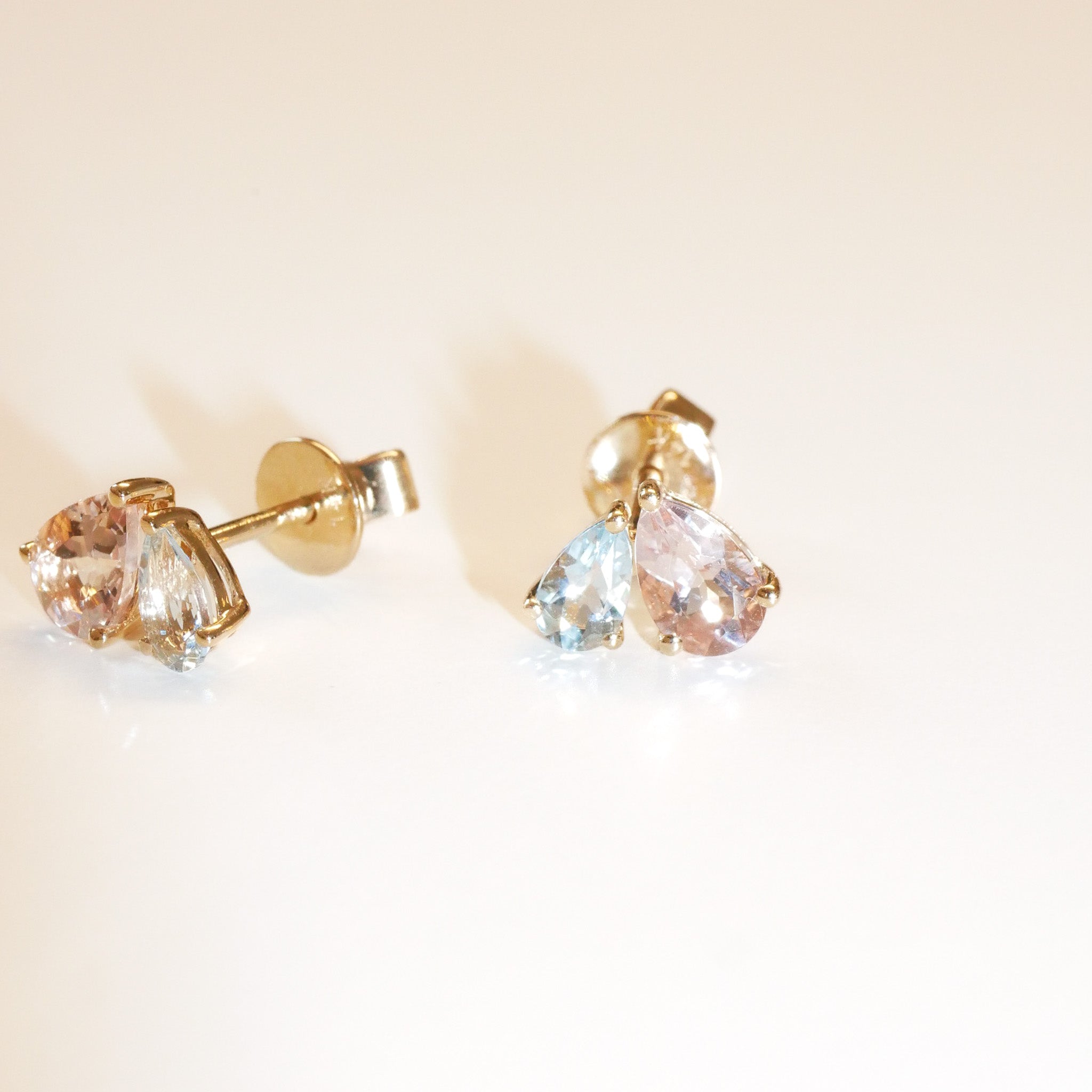 Ohrstecker Morganit und Aquamarin