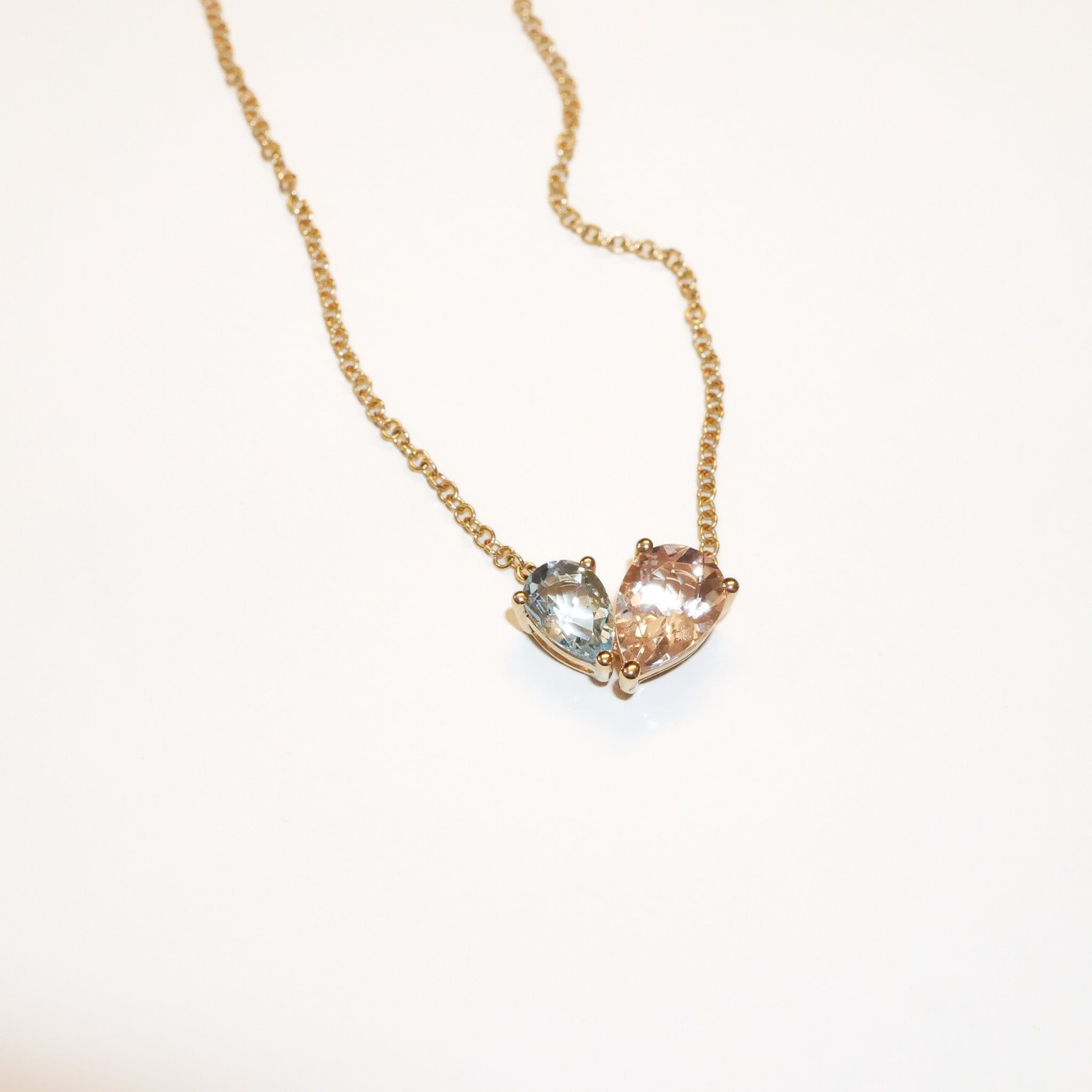 Kette Morganit und Aquamarin