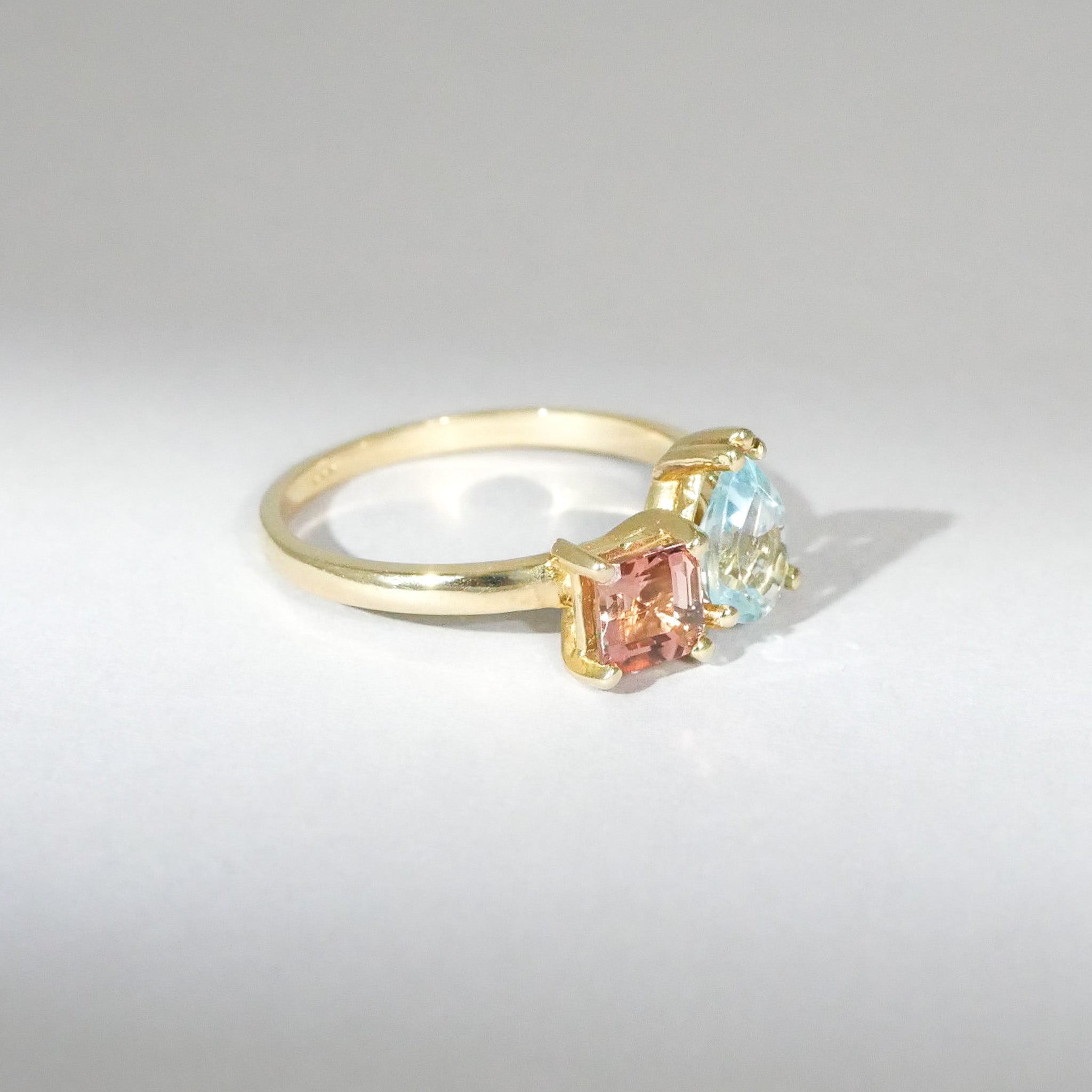 Turmalin und himmelblauer Topas Ring