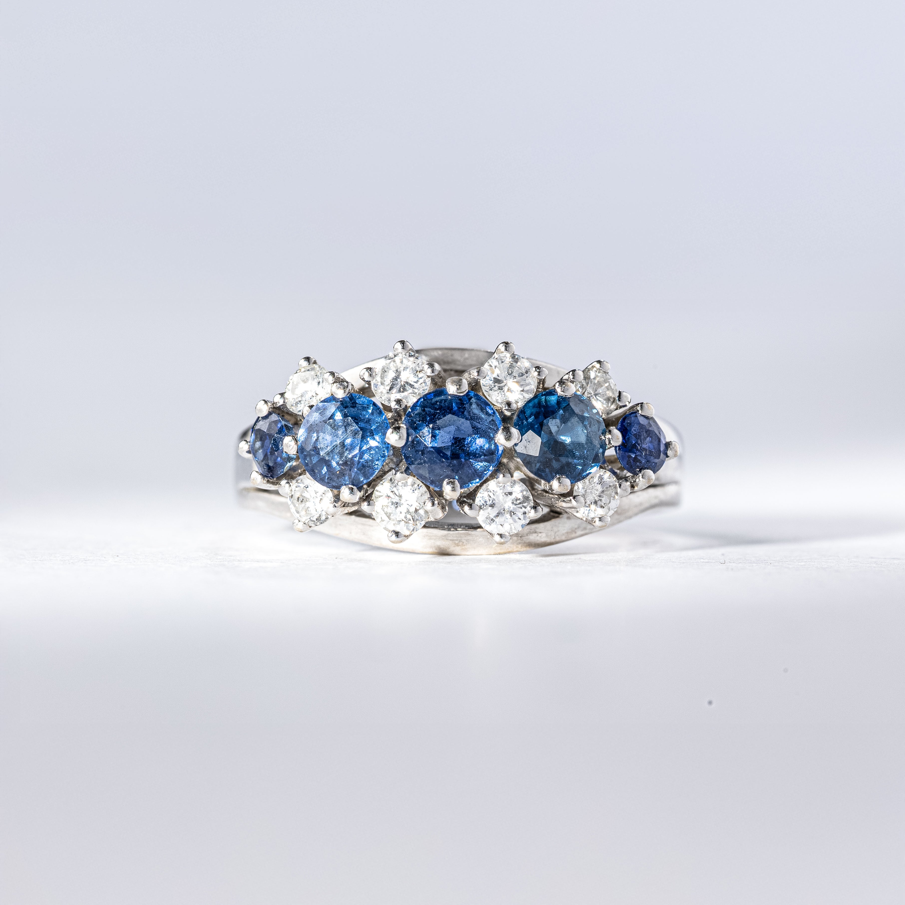 Vintage Statementring Saphir & Diamanten