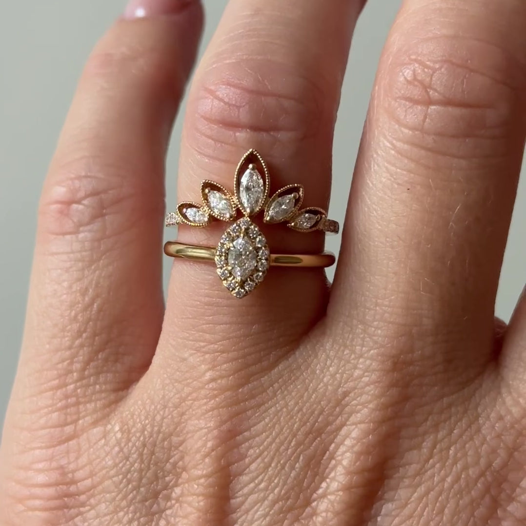 Crown Ring - 14KT Gelbgold Diamanten