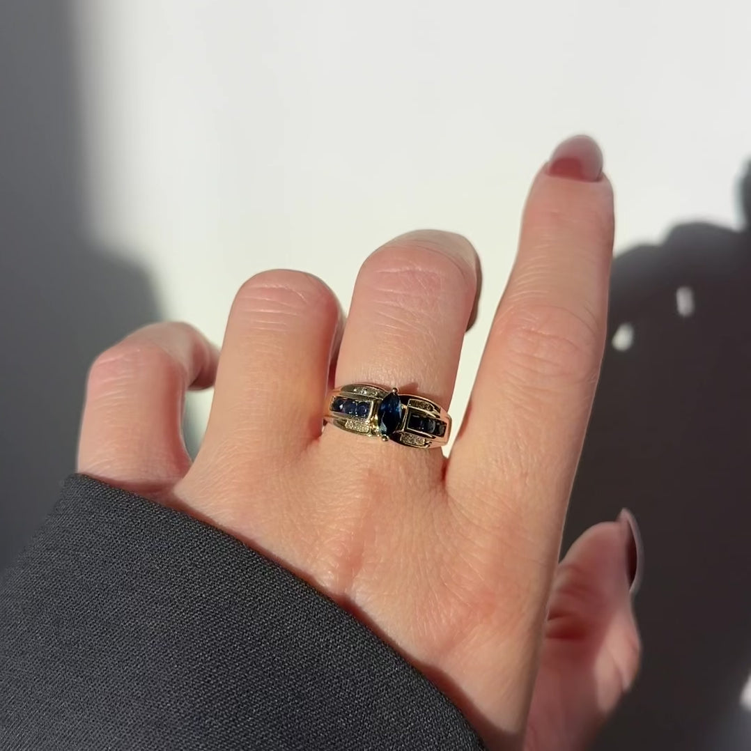 Vintage Saphir und Diamant Ring