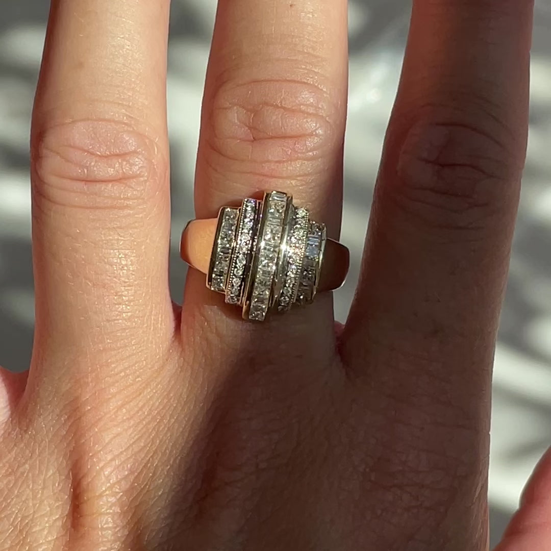 Vintage Ring Diamant cluster Gelbgold
