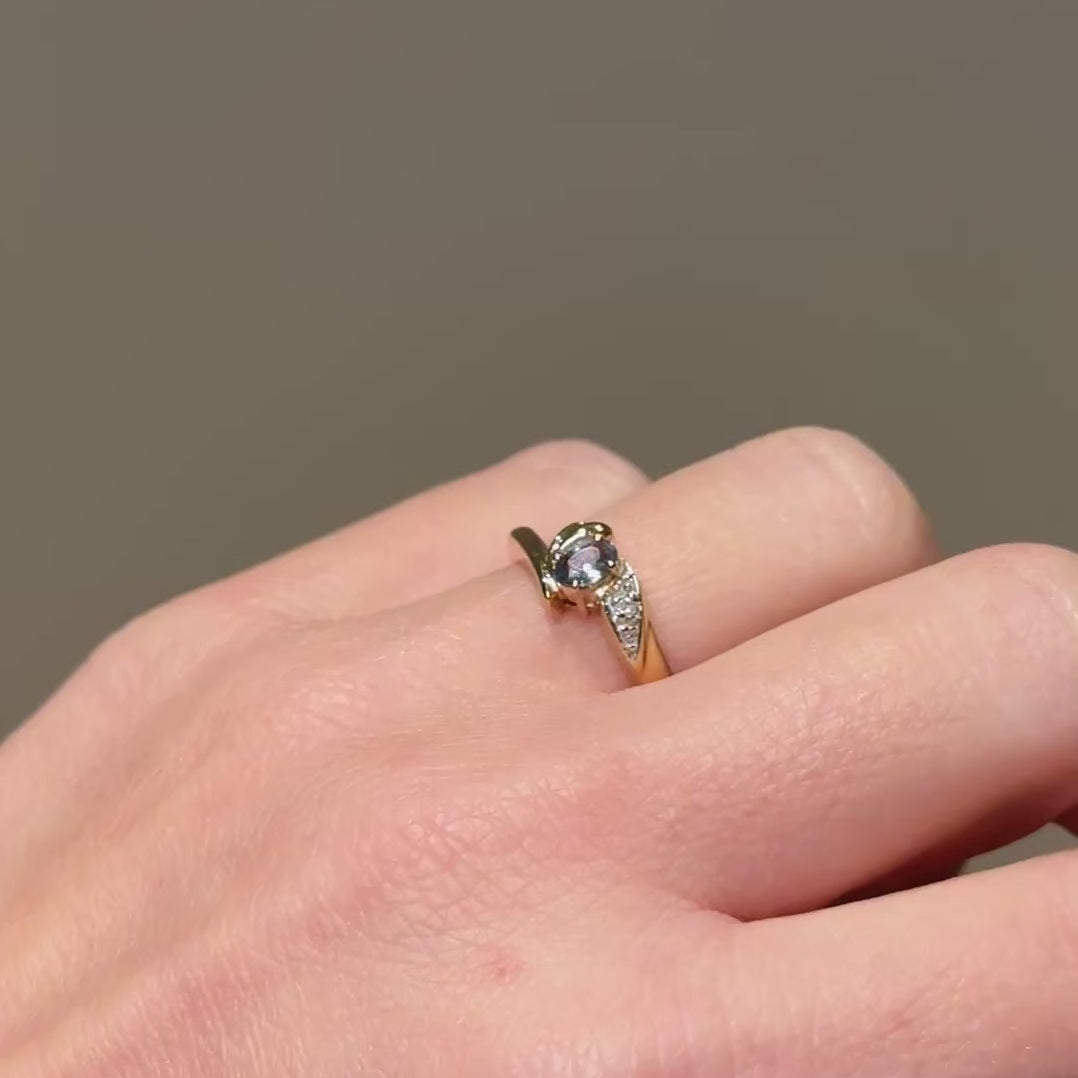 Vintage Alexandrit und Diamant Ring