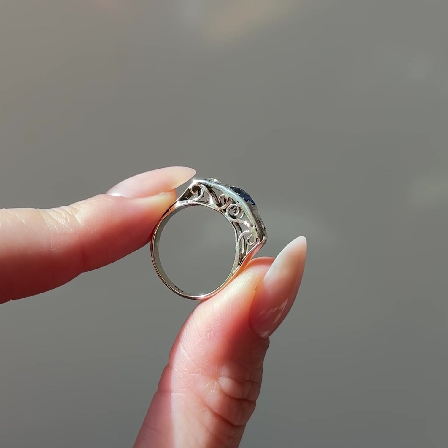 Vintage-Ring Saphir & Rosenschliff-Diamanten