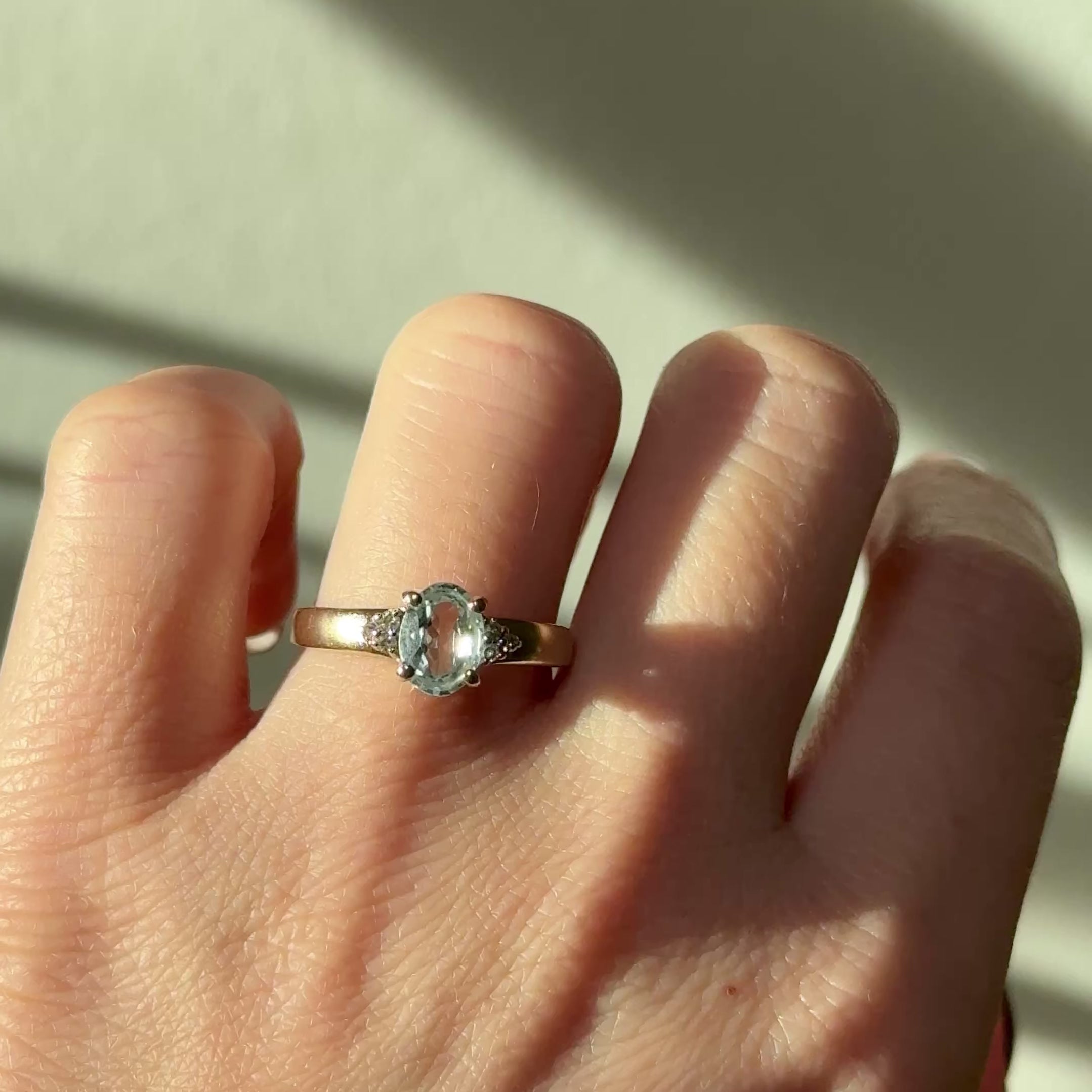 Vintage Sky Blue Topas Diamant Ring