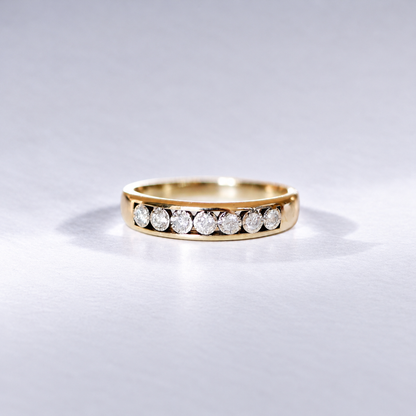 Vintage Diamantring mit 7 Diamanten | 375 Gelbgold