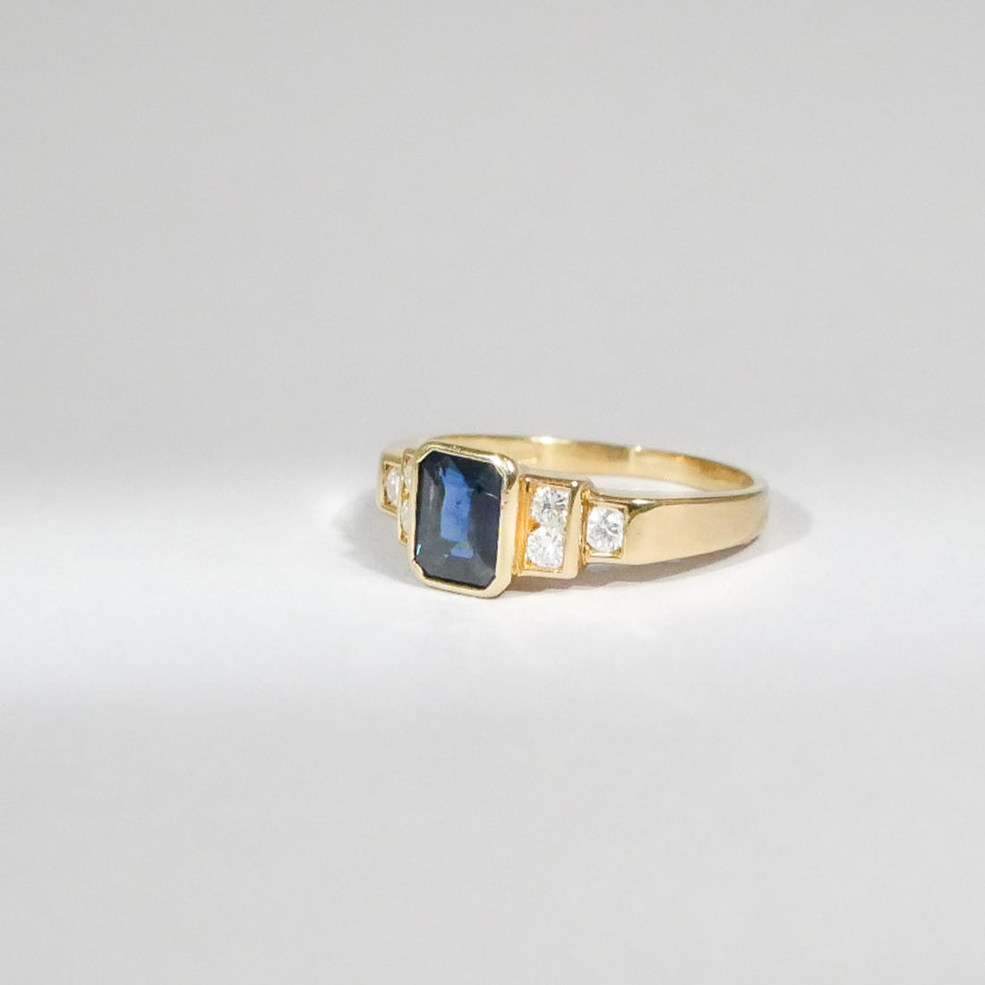 Vintage Saphir Diamant Ring 18KT