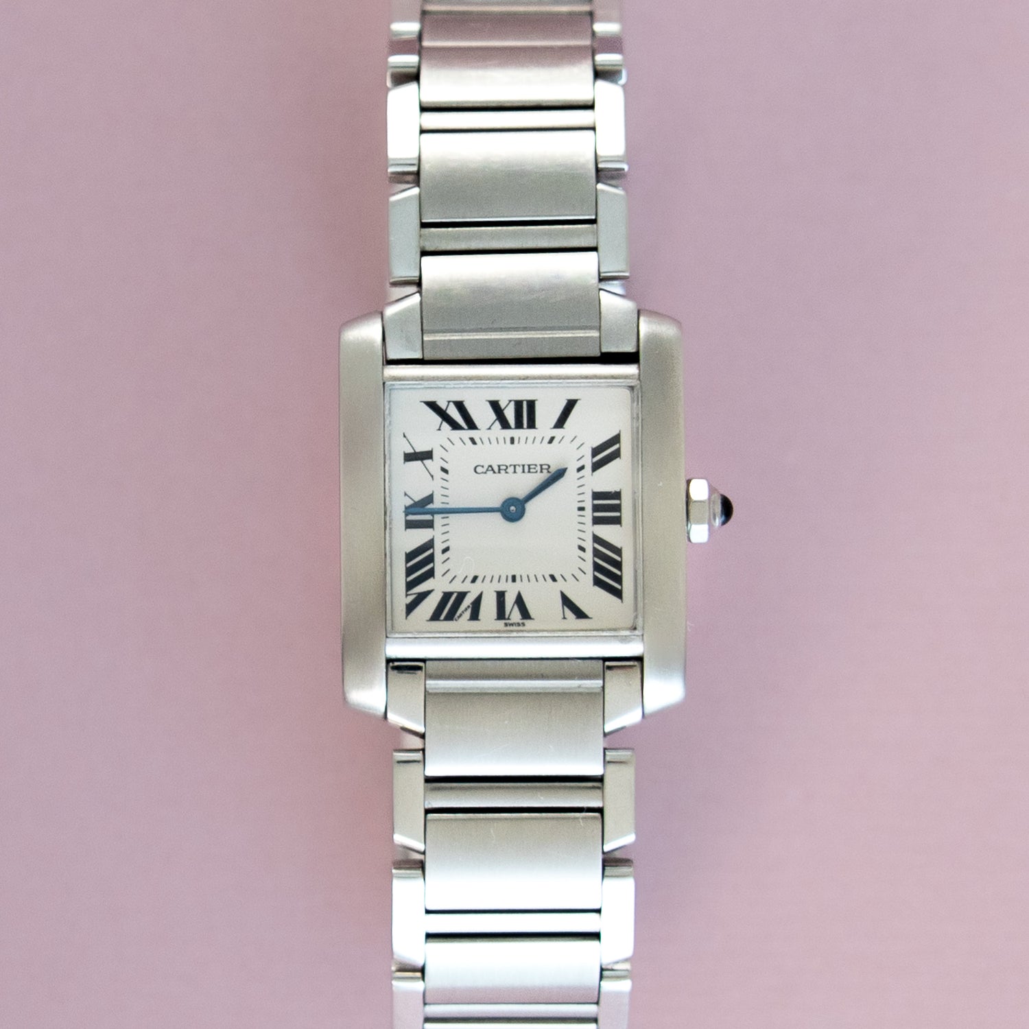 Cartier Tank Française Edelstahl Quartz Vintage Uhr