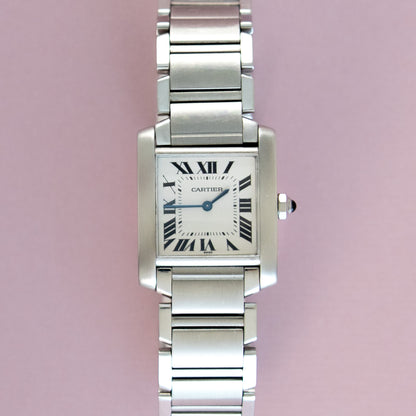 Cartier Tank Française Edelstahl Quartz Vintage Uhr