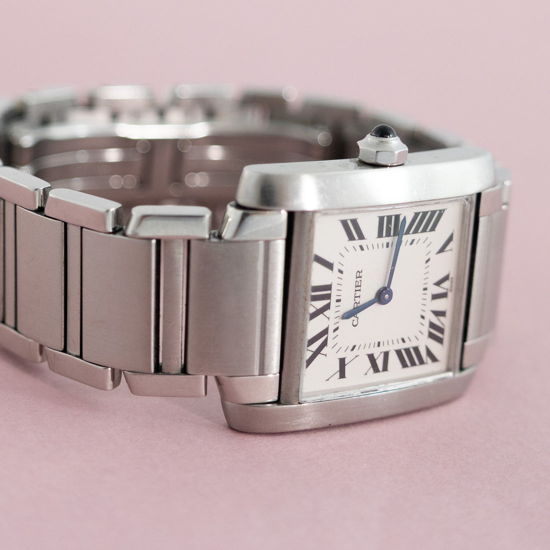 Cartier Tank Française Edelstahl Quartz Vintage Uhr