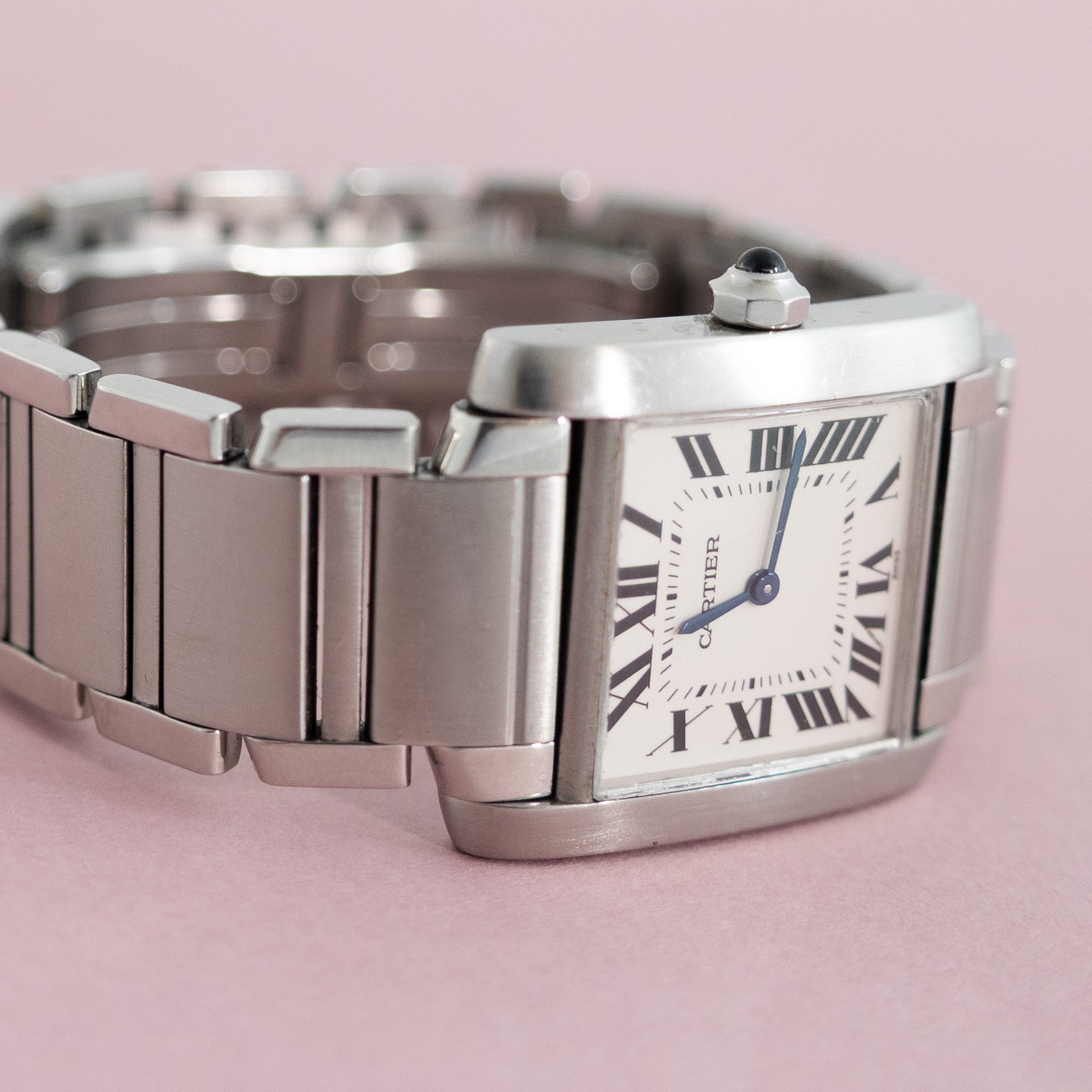 Cartier Tank Française Edelstahl Quartz Vintage Uhr