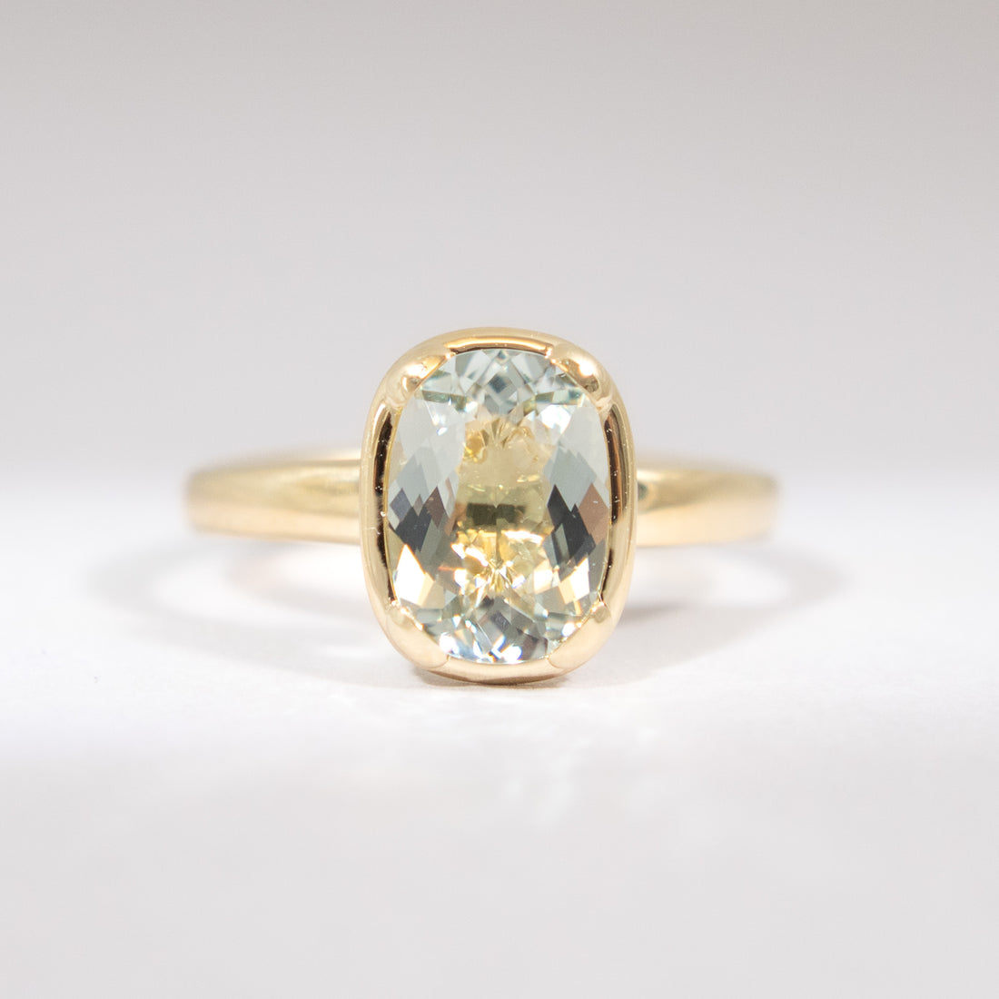 Ring Prasiolith facettiert 18KT