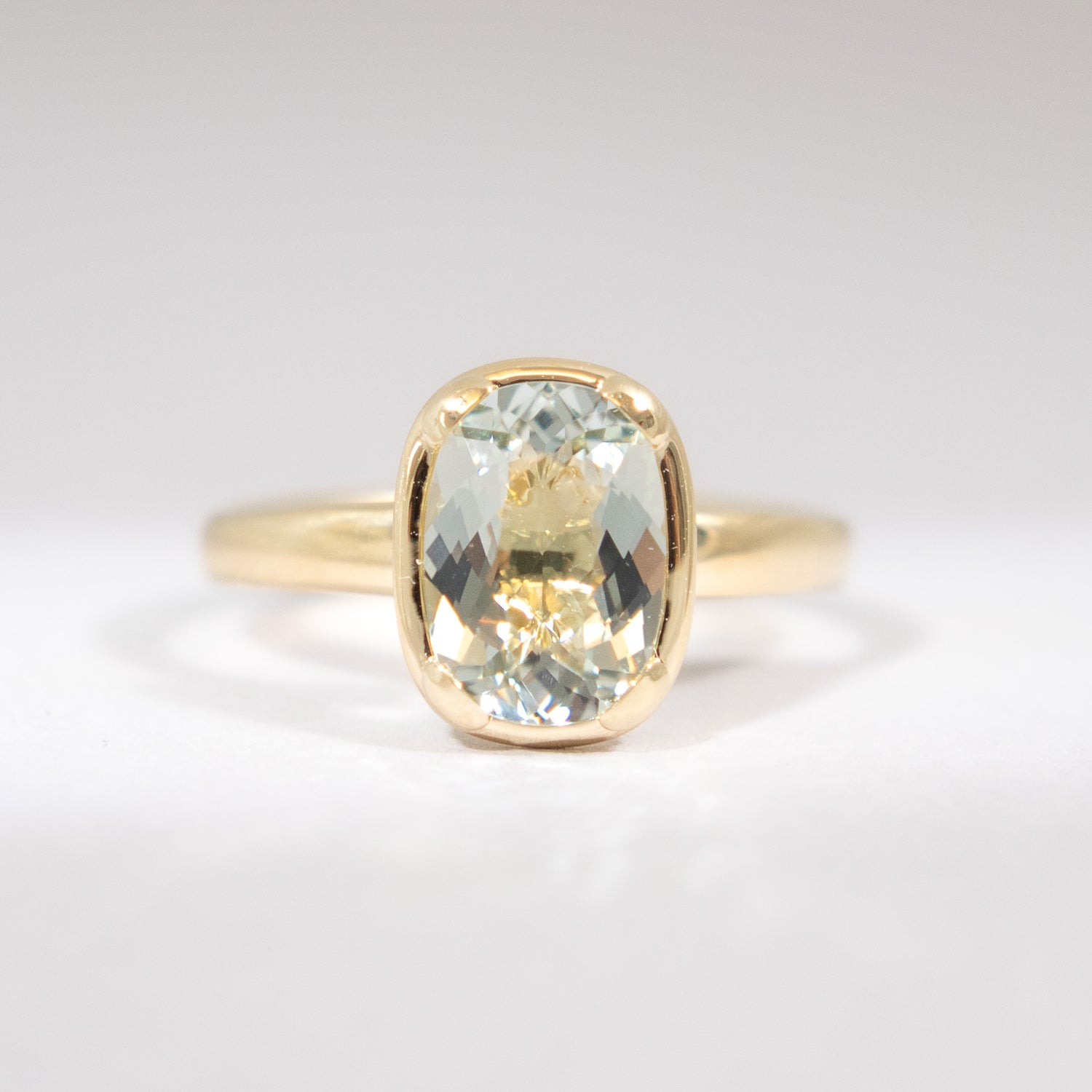 Ring Prasiolith facettiert 18KT