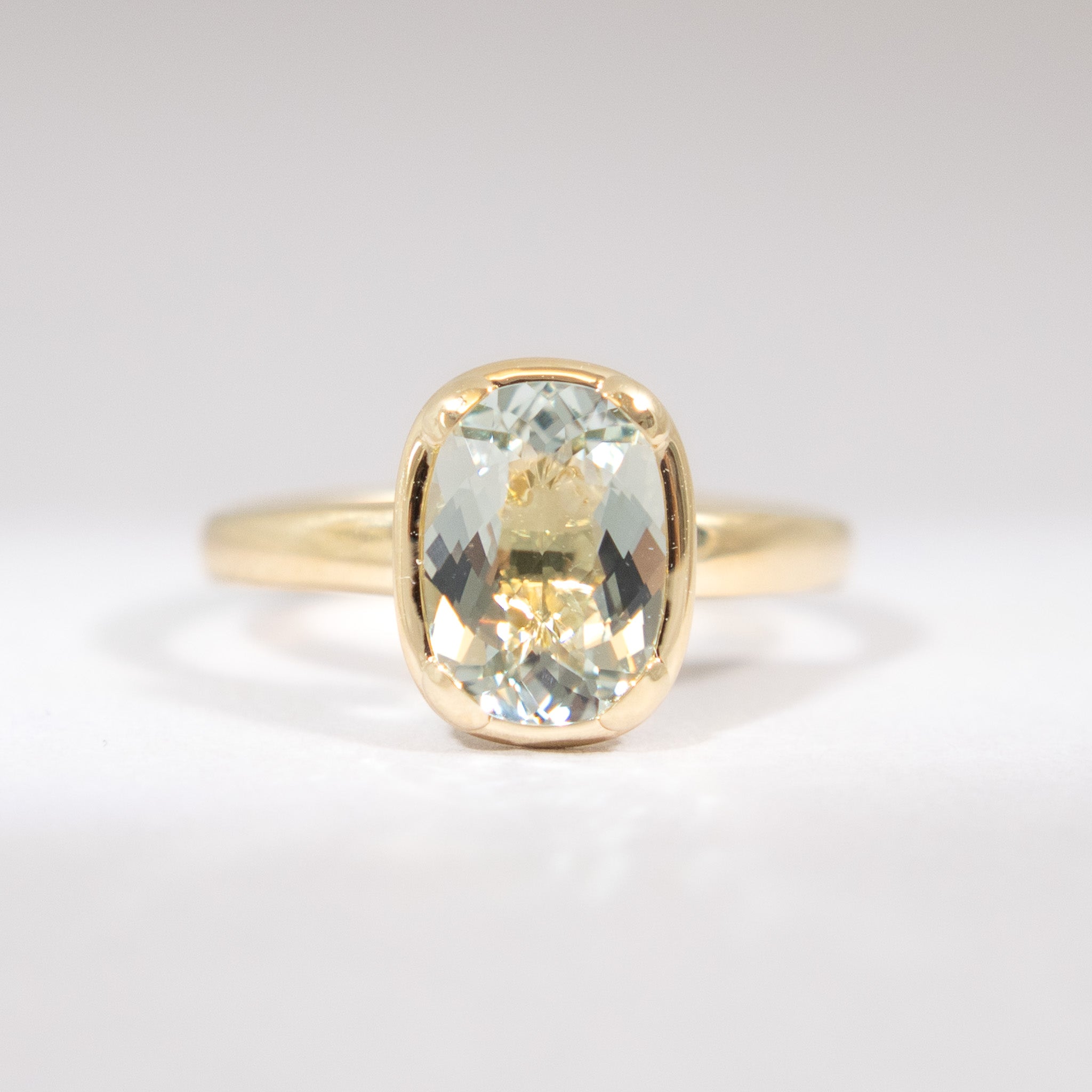 Ring Prasiolith facettiert 18KT