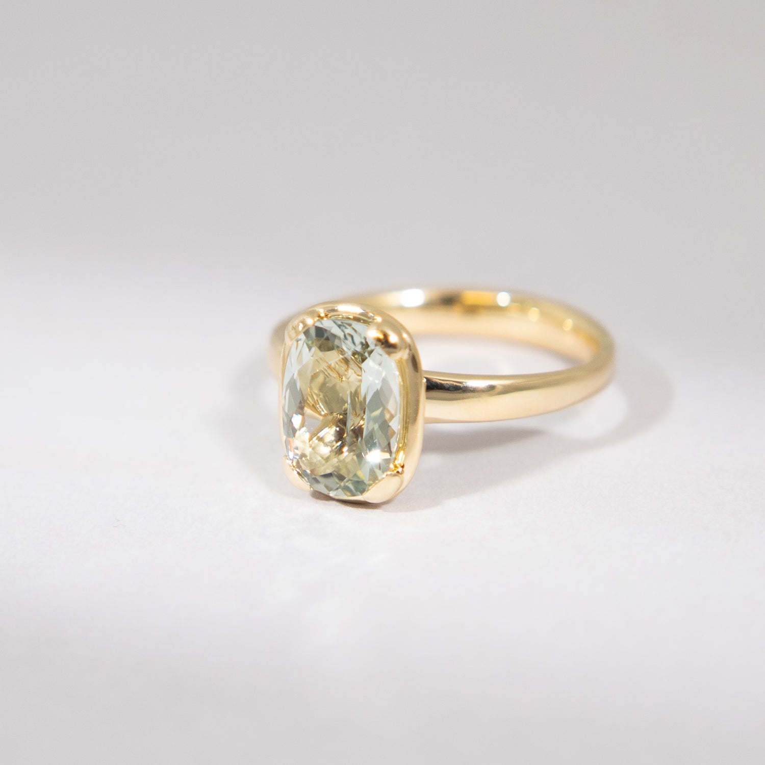 Ring Prasiolith facettiert 18KT