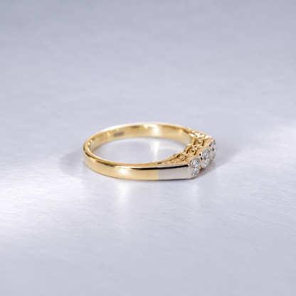 Vintage Diamantring im Art-Déco-Stil | Drei Diamanten, 585 Gelb- &amp; Weißgold