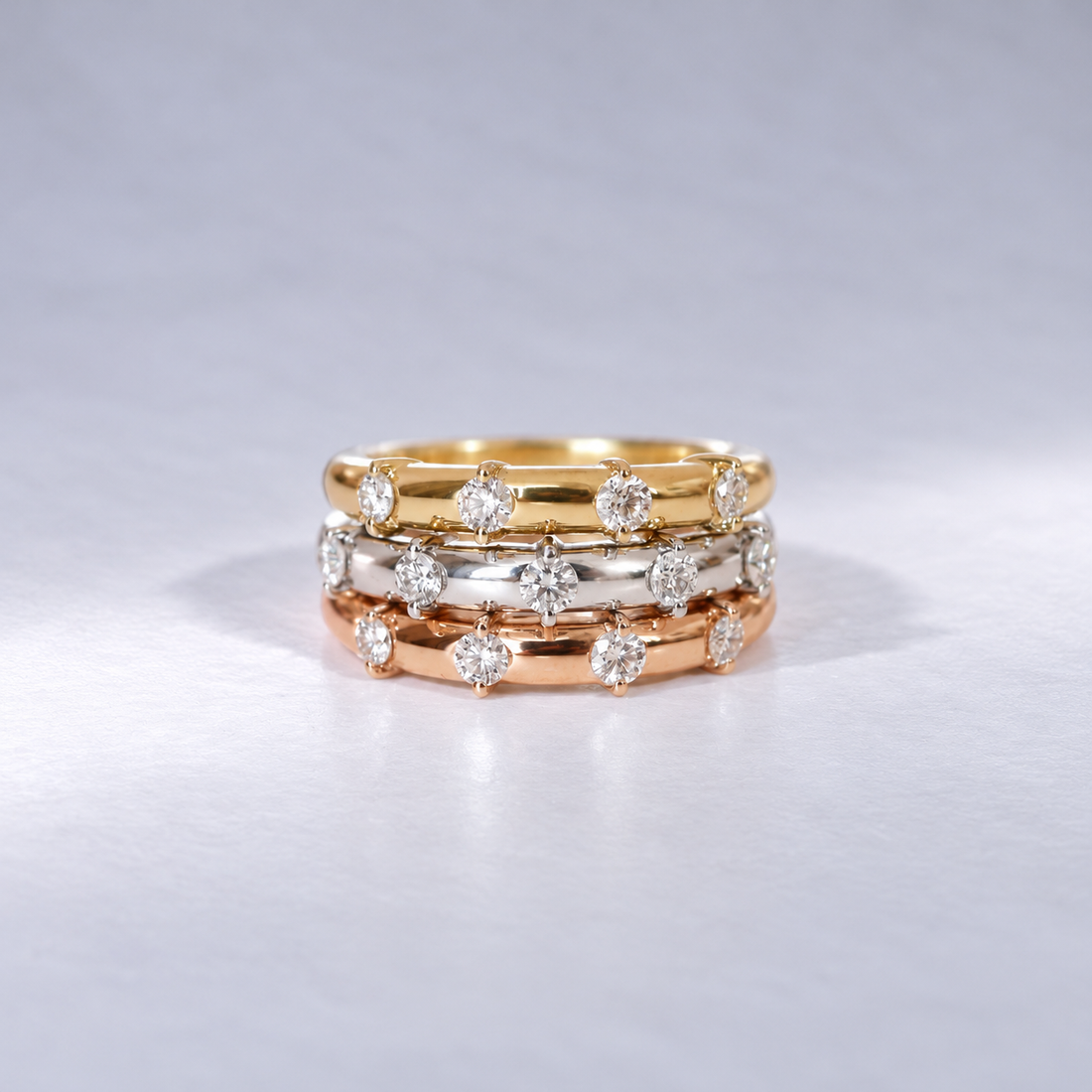 Vintage Diamantring Tricolor | 2 ct Naturdiamanten, 750 Gold,