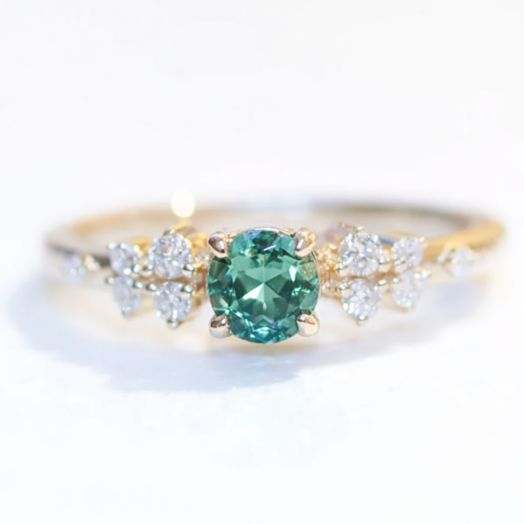 Ring grüner runder Turmalin vintage-stil