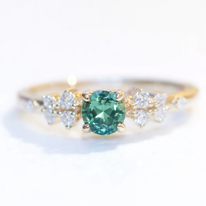 Ring grüner runder Turmalin vintage-stil