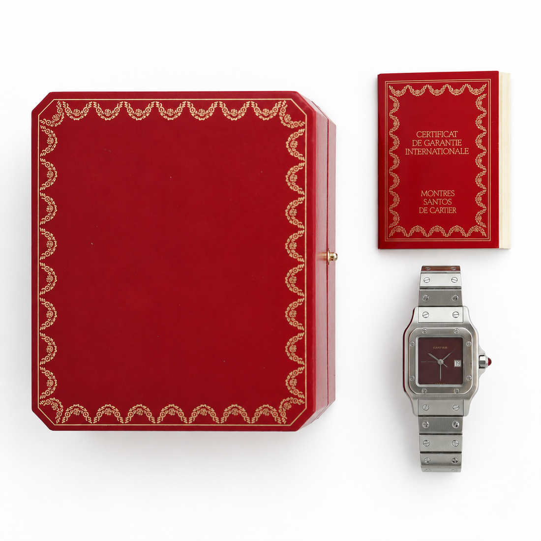 Cartier Carée burgundy dial ref. 2960
