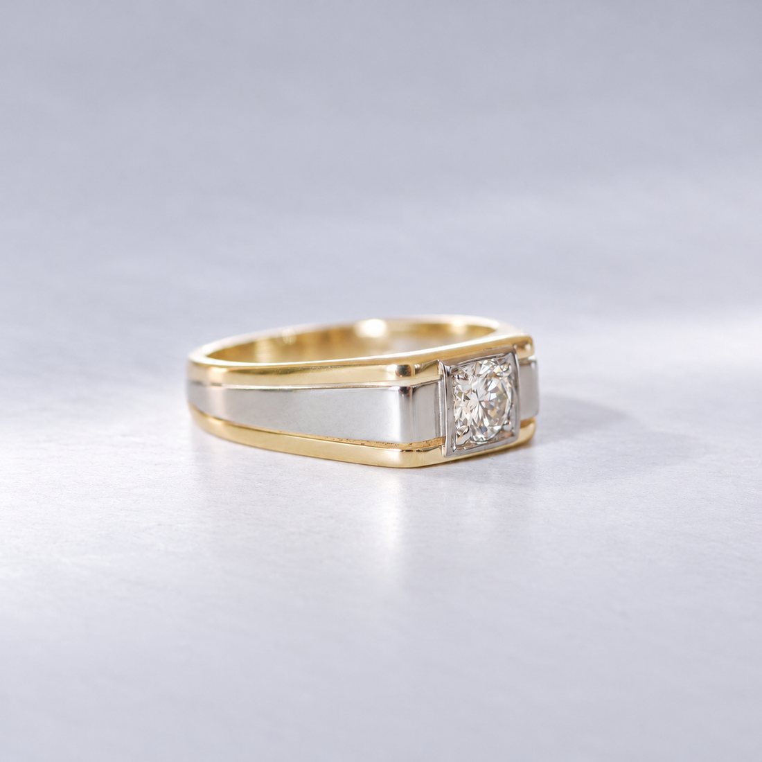 Vintage Diamantring 0,5 ct | 585 Gelb- & Weißgold, 14 KT Bicolor