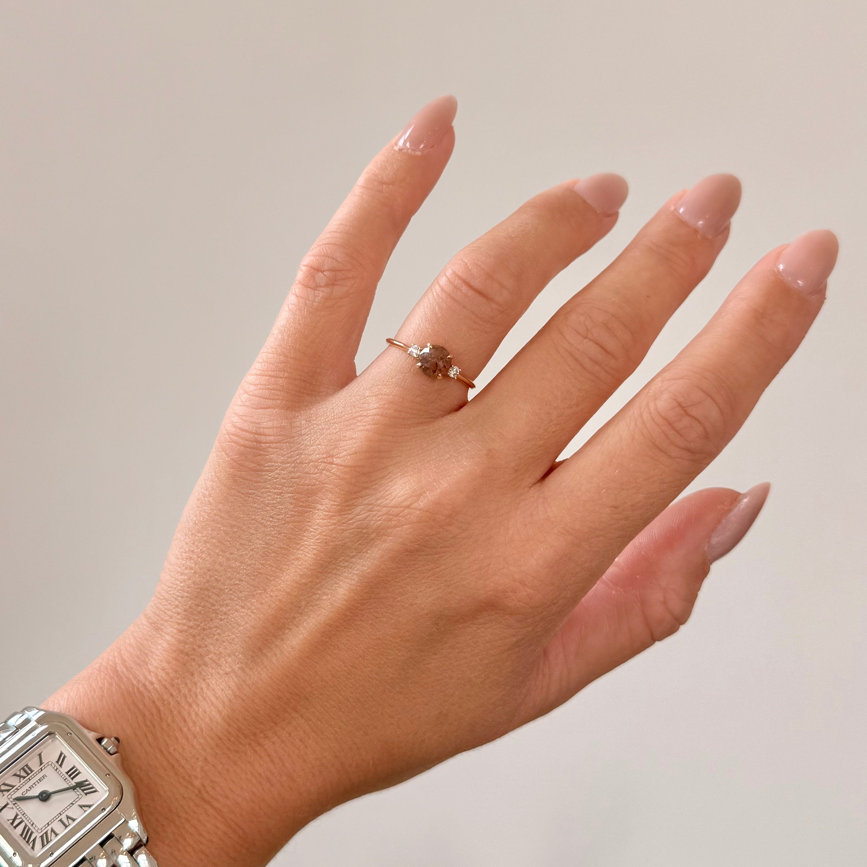 Diamantring aus 18 Karat Gelbgold mit braunem Diamant