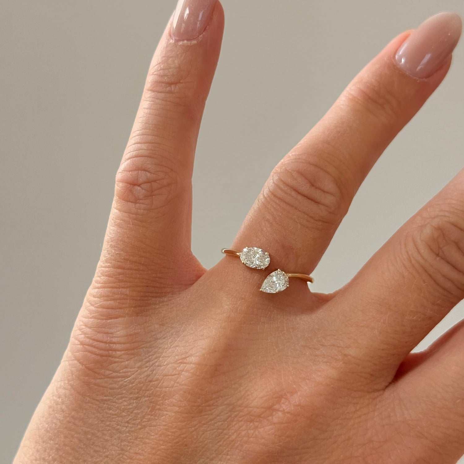 Toi-et-Moi Ring aus 14 Karat Gelbgold mit Lab Grown Diamanten