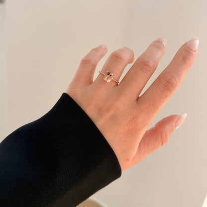 Ring aus 14KT Roségold mit Morganit und  Brillanten
