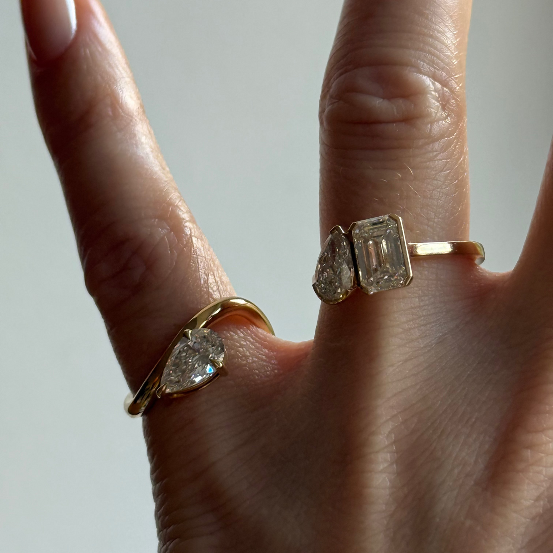 Ring Tropfenschliff Diamant filigran