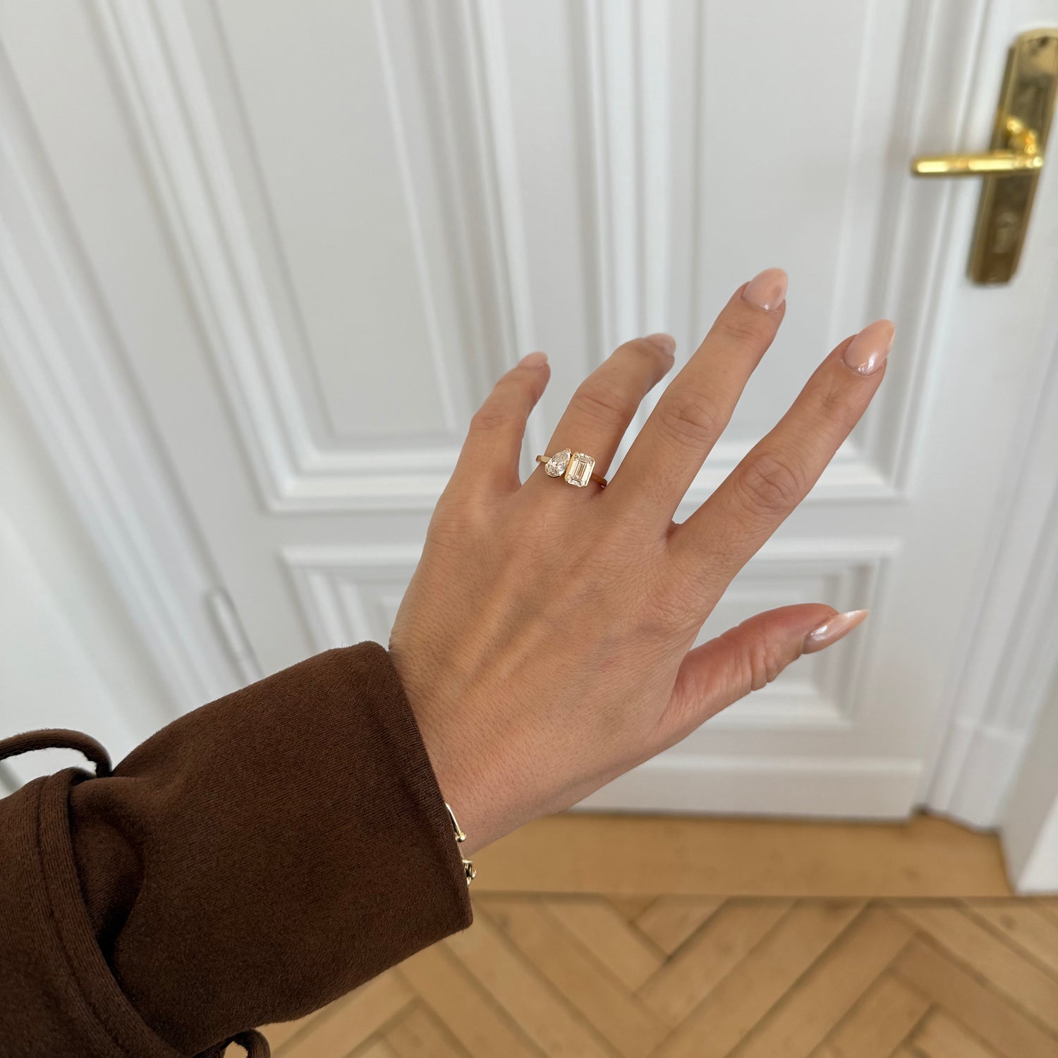 Ring 2 Diamanten Emerald und Tearcut