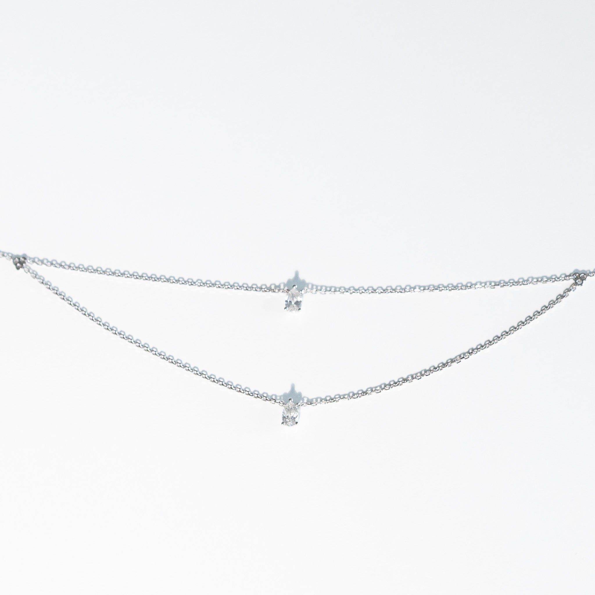 Kette 14KT Weißgold Choker Natur Diamanten