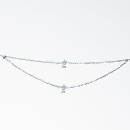 Kette 14KT Weißgold Choker Natur Diamanten