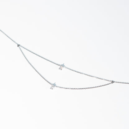 Kette 14KT Weißgold Choker Natur Diamanten