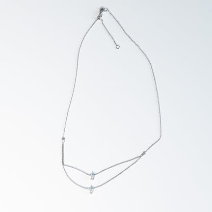 Kette 14KT Weißgold Choker Natur Diamanten