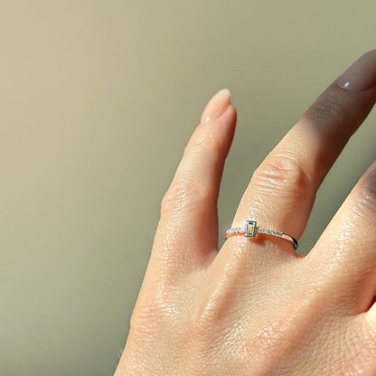 Ring Smaragd &amp; Brillanten im Baguette-Design