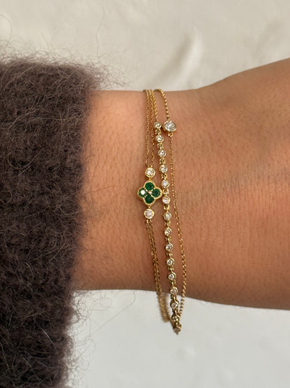 Armband Smaragd Diamant Blume 18KT Gelbgold
