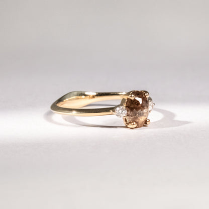 Diamantring aus 18 Karat Gelbgold mit braunem Diamant, Brillanten