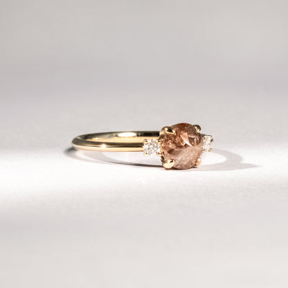 Diamantring aus 18 Karat Gelbgold mit braunem Diamant