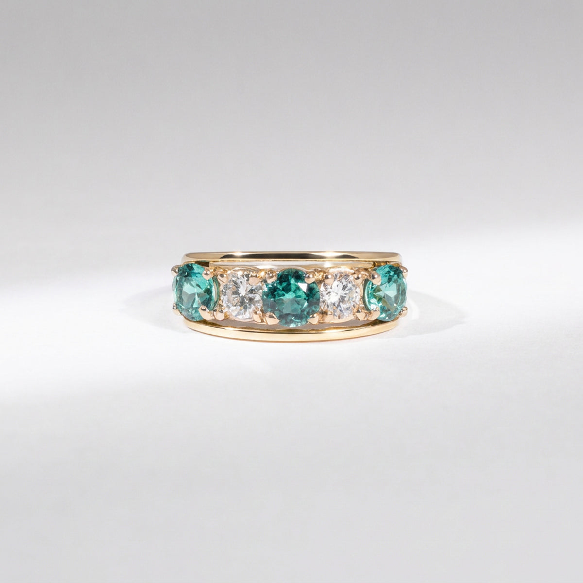 Vintage Turmalin Ring 1,80 ct Turmaline &amp; 0,40 ct Naturdiamanten 18K Gold