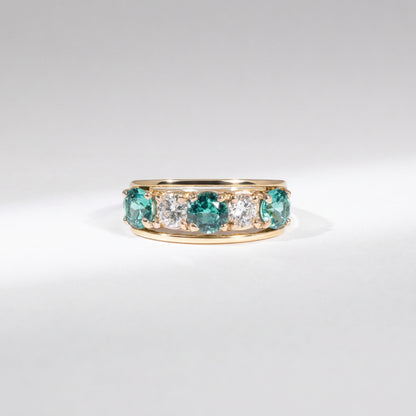 Vintage Turmalin Ring 1,80 ct Turmaline &amp; 0,40 ct Naturdiamanten 18K Gold
