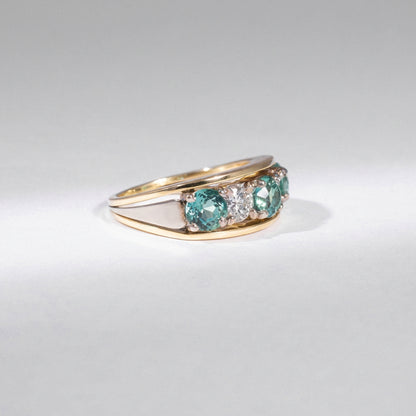 Vintage Turmalin Ring 1,80 ct Turmaline &amp; 0,40 ct Naturdiamanten 18K Gold