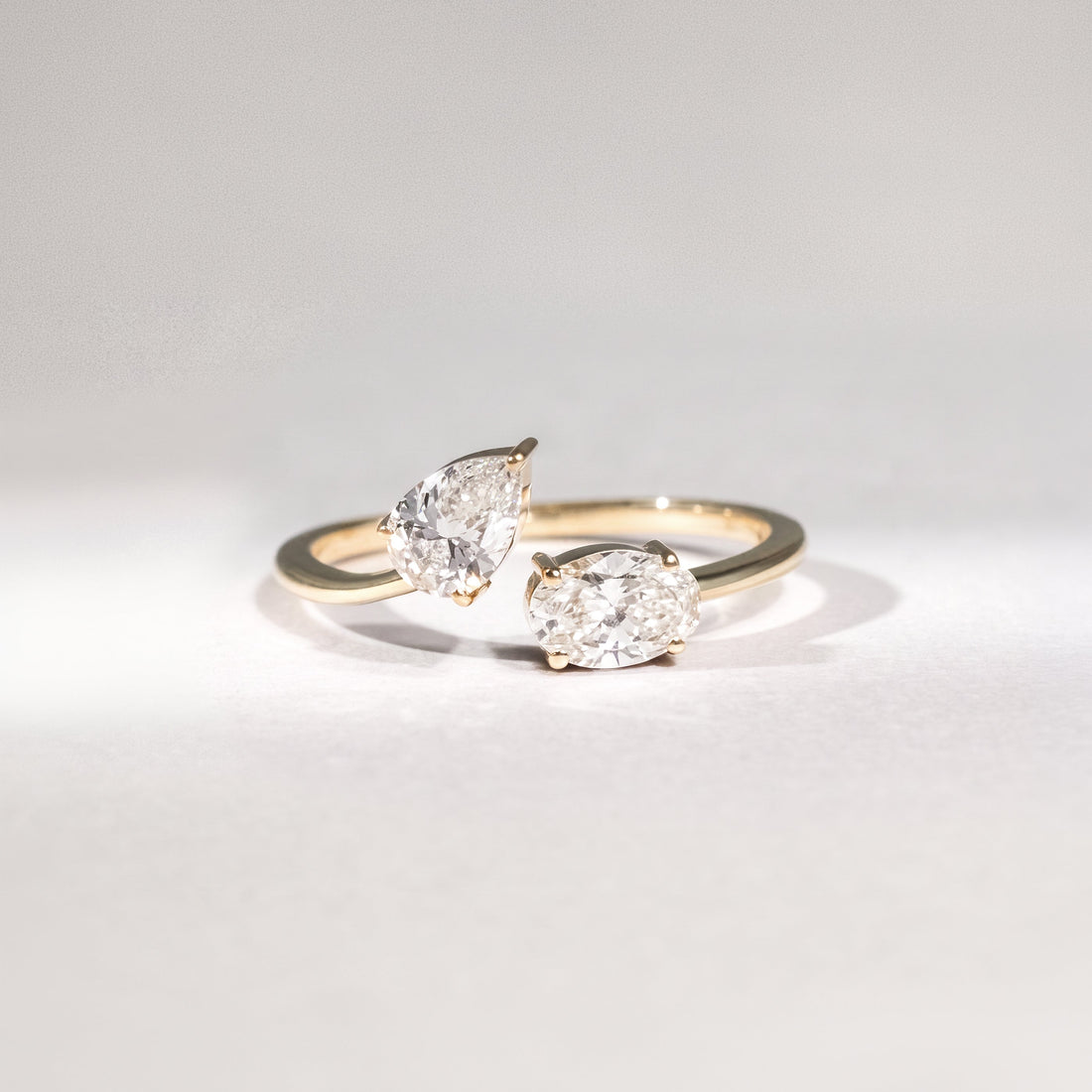 Toi-et-Moi Ring aus 14 Karat Gelbgold mit Lab Grown Diamanten