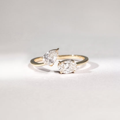 Toi-et-Moi Ring aus 14 Karat Gelbgold mit Lab Grown Diamanten