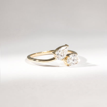 Toi-et-Moi Ring aus 14 Karat Gelbgold mit Lab Grown Diamanten